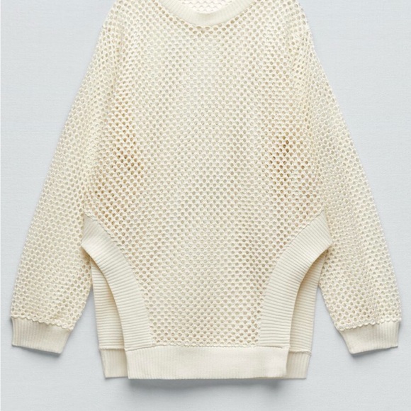 Zara asymmetrical Mesh sweater sz large NwOt - Picture 3 of 4